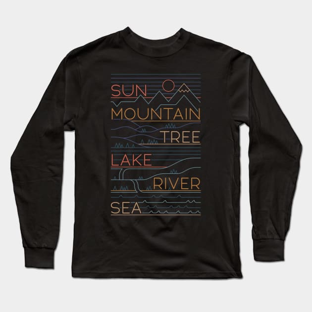 Sun, Mountain, Tree Long Sleeve T-Shirt by Thepapercrane